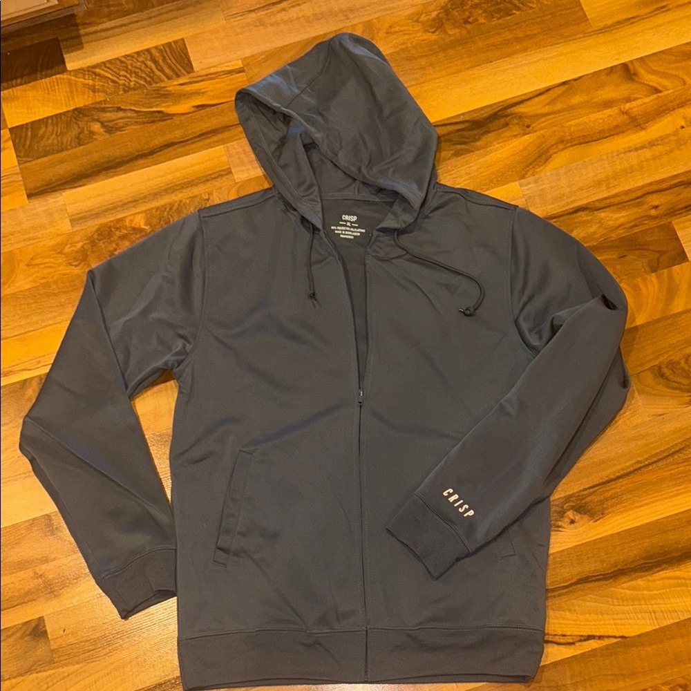 Casual Gray Zip-Up Hoodie by Crisp